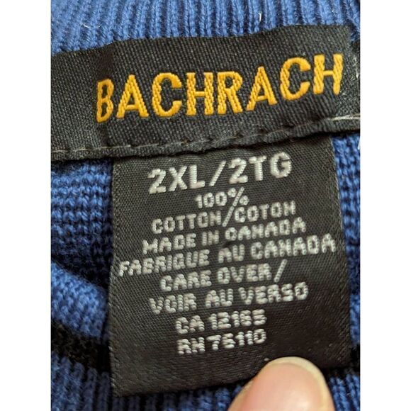 Bachrach Men's Blue Crewneck Cotton Ribbed Knit Long-Sleeve Sweater Size 2XL - Picture 3 of 6